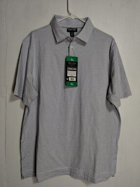 Kirkland Signature Men's Blue and White Micro-Stripe Polo - XL